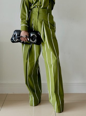 Casual Striped Printing Wide Leg Pants