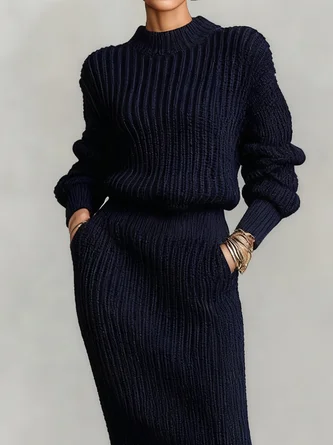 Casual Plain Crew Neck Sweater