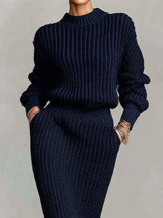 Casual Plain Crew Neck Sweater