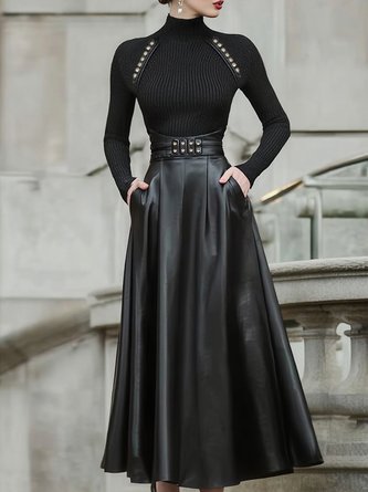 Yarn/Wool Yarn Urban Color Block Buttoned Sweater