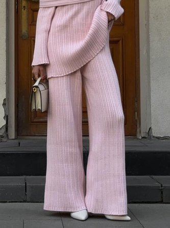 Elegant Plain Sweater Straight Pants