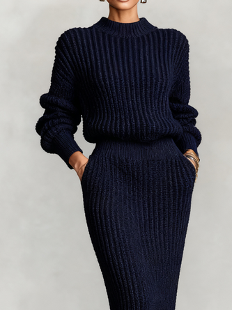 Casual Plain Crew Neck Sweater