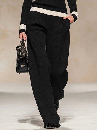 Casual Plain Sweater Straight Pants