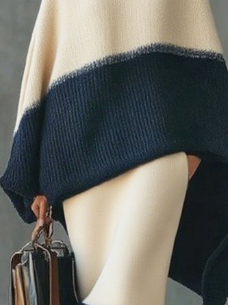 Urban Color Block Turtleneck Raglan Sleeves Sweater