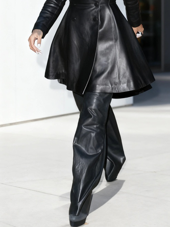 Urban Plain Straight Faux Leather Pants