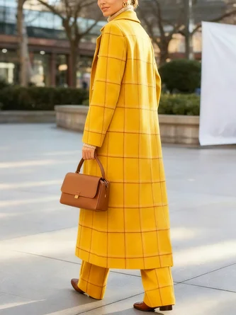 Urban Printing Plaid Lapel Collar Coat