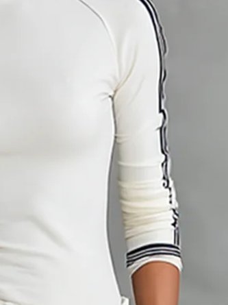 Casual Color Block Mock Neck T-shirt