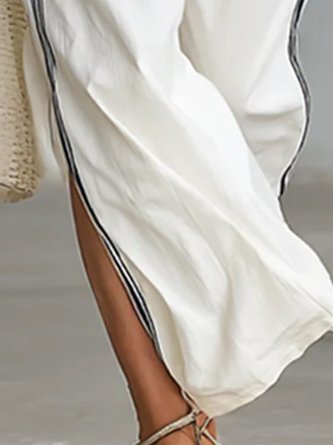 Casual Color Block Side-Slit Wide Leg Pants