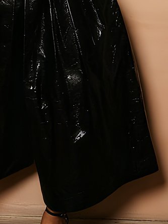 Urban Plain Wide Leg Faux Leather Pants