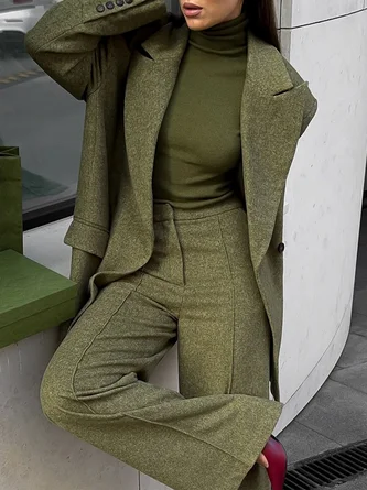 Urban Regular Sleeve Plain Lapel Collar Blazer