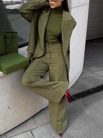 Urban Regular Sleeve Plain Lapel Collar Blazer