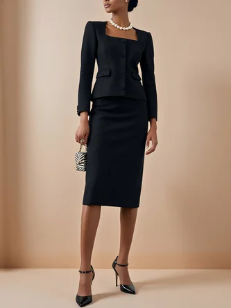 Elegant Plain Regular Fit Skirt