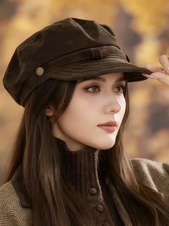 Old British style beret autumn and winter octagonal hat