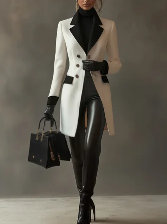 Urban Buttoned Color Block Lace Coat