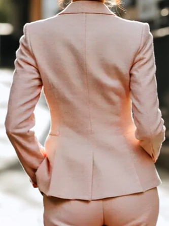 Elegant Buttoned Plain Lapel Collar Blazer
