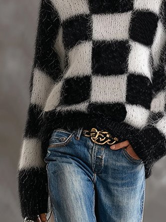 Casual Plaid Turtleneck Sweater