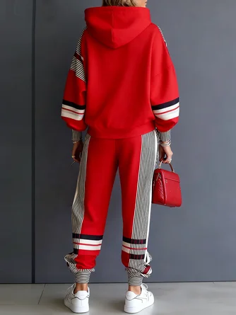 Casual Colorblock Ankle Cuffed Pants