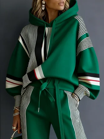 Urban Geometric Relaxed Fit Hoodie