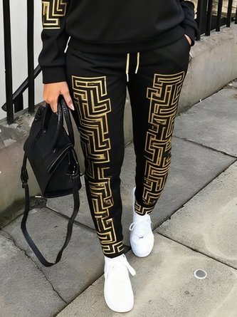 Casual Geometric Printing Slim Fit Pants