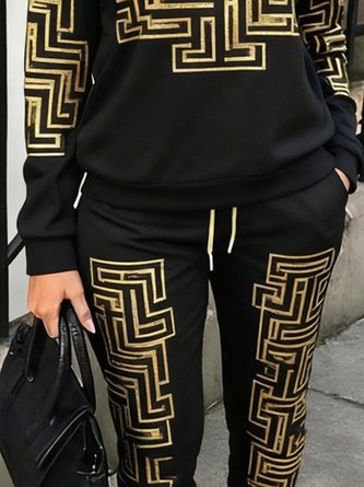 Casual Geometric Printing Slim Fit Pants