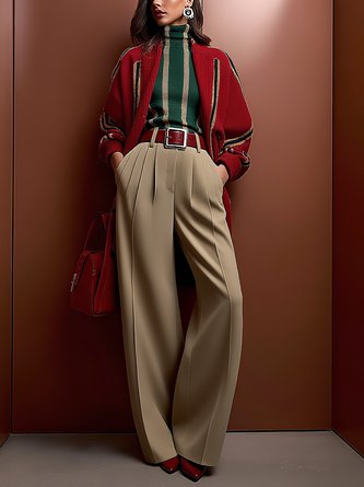 Urban Striped Printing Turtleneck T-shirt