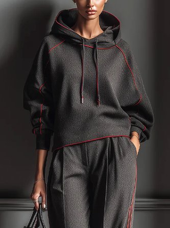 Casual Color Block Binding Hoodie