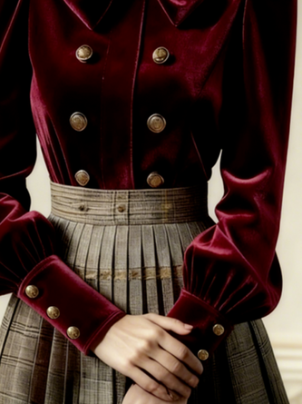 Velvet Elegant Plain Mock Neck Blouse