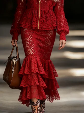 Elegant Folds Plain Midi Skirt