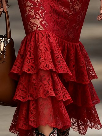 Elegant Folds Plain Midi Skirt