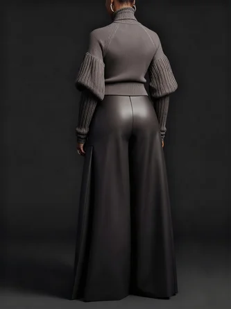 Urban Minimalist Turtleneck Puff Sleeve Sweater