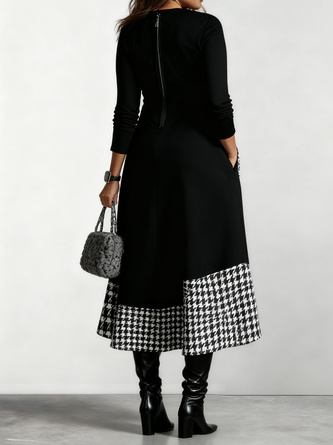 Urban Geometric Crew Neck Midi Dress