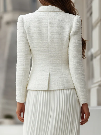 Elegant Buttoned Plain Cross Neck Jacket