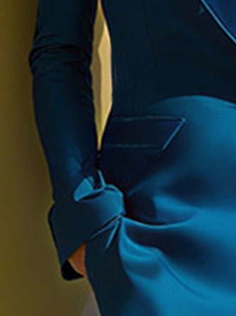 Elegant Satin Plain Lapel Collar Blazer