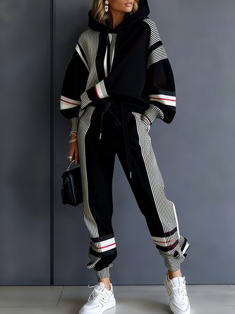 Urban Geometric Relaxed Fit Hoodie