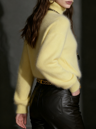 Casual Plain Turtleneck Sweater