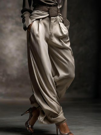 Elegant Plain Bloomers Pants No Belt