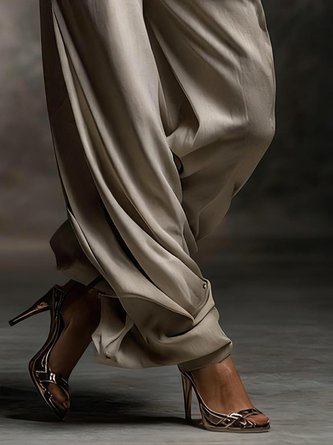 Elegant Plain Bloomers Pants No Belt