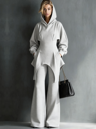 Casual Plain Flare Pants Sweatpants & Joggers