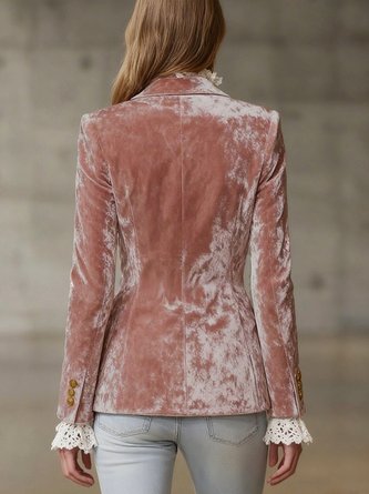 Urban Velvete Plain Lapel Collar Blazer