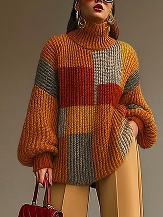 Urban Plaid Turtleneck Sweater