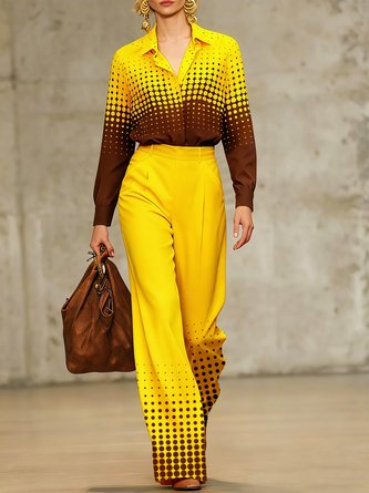 Urban Polka Dots Printing Shirt Collar Shirt