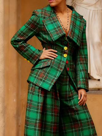 Urban Plaid Shawl Collar Jacket