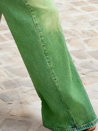 Plain Casual Loose Denim Jeans With Belt