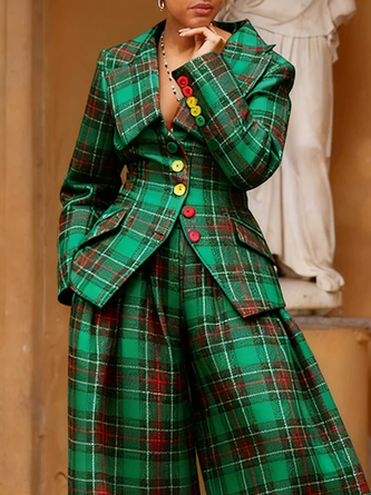 Urban Plaid Shawl Collar Jacket