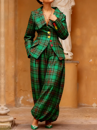 Urban Plaid Ankle Banded Pants