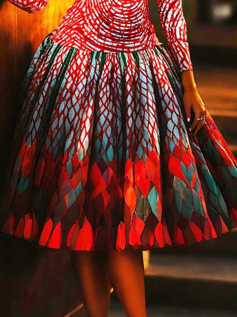 Elegant Printing Random Print Midi Skirt