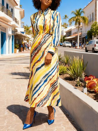 Elegant Random Print Printing Shirt Collar Shirt