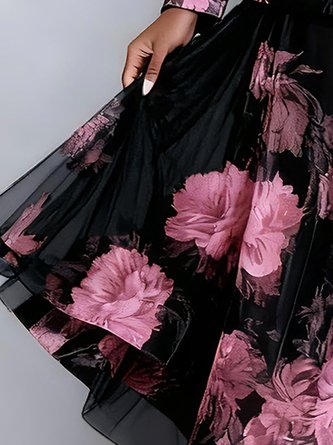 Elegant Printing Plain Midi Skirt