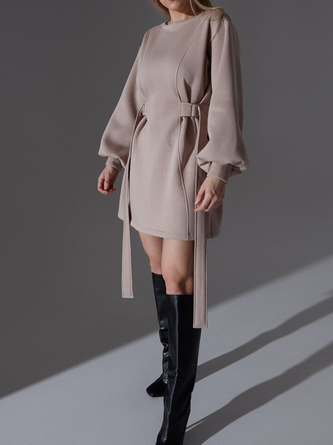 Urban Plain Crew Neck Mini Dress