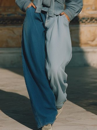Casual Color Block Denim Jeans
